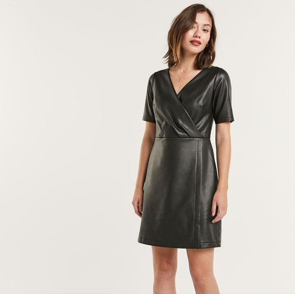 Faux Leather Wrap Dress - Picture 1 of 2